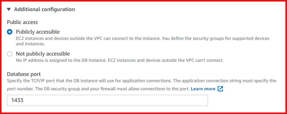 Picture showing the setting to enable Publicly Accessible